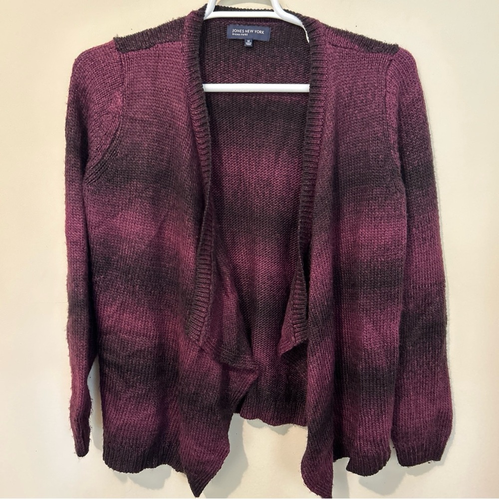 Jones New York Cardigan Sweater Women’s Medium Black Purple Whimsigoth Goth